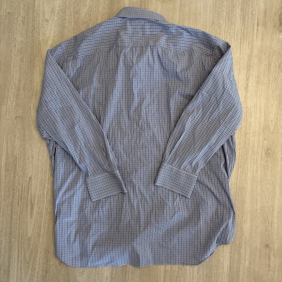 Bonobos Button Down Shirt Long Sleeve Men Size 18 33 Plaid Checker Blue Standard - Picture 7 of 9